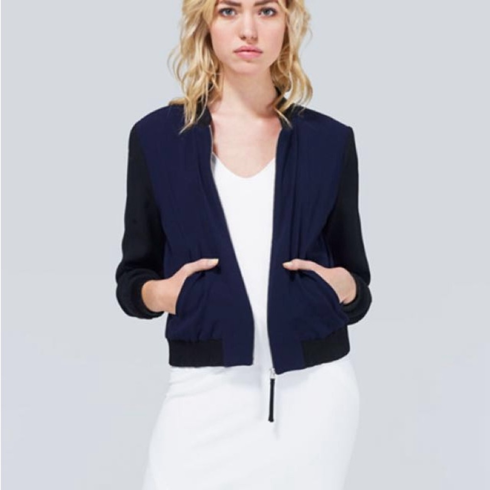Babaton Women's Navy and Black Robinson silk Jacket